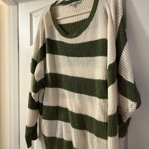 Baltic Born Olive and Cream V-Neck Sweater